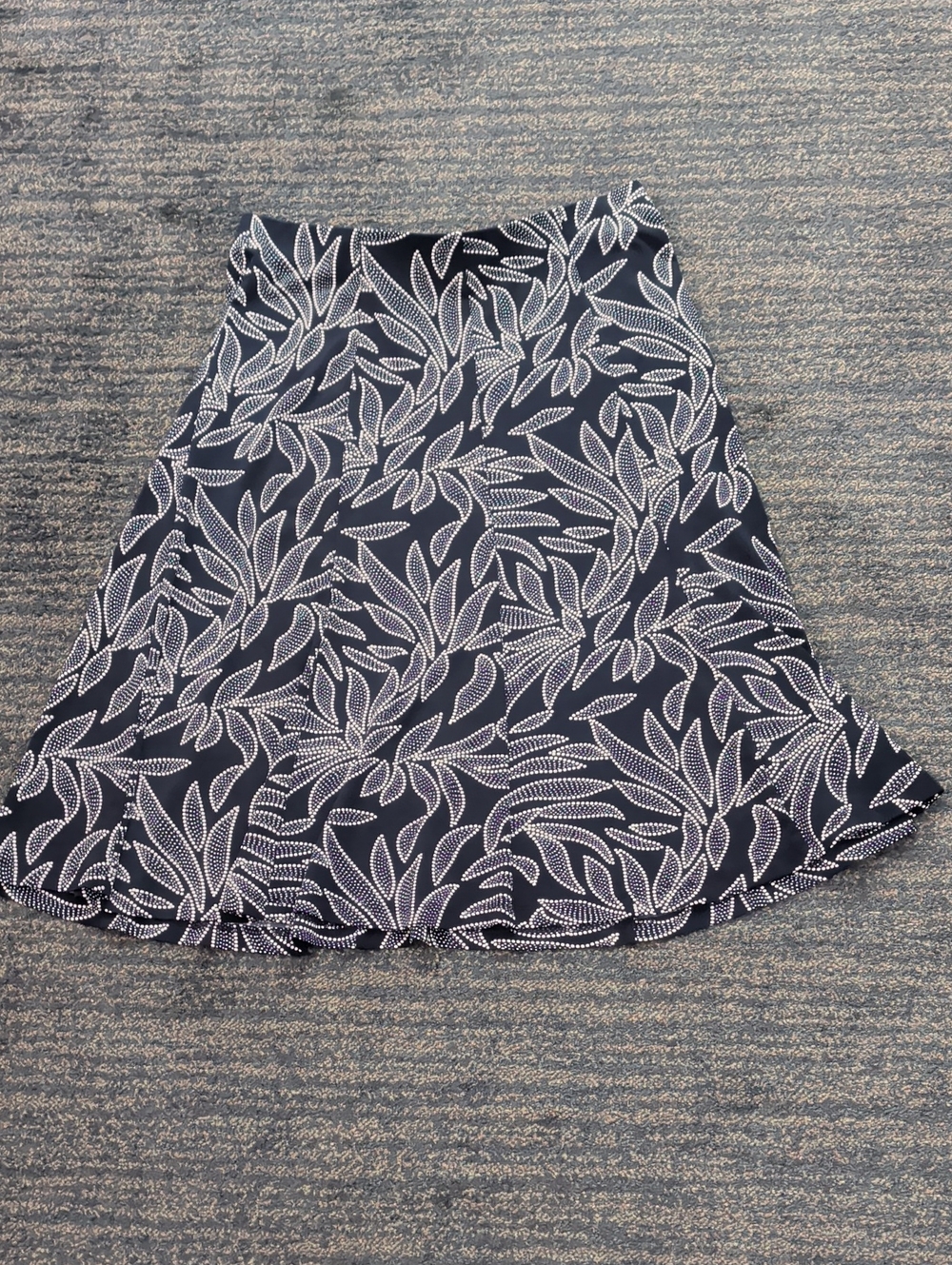 Navy Leaf-Print A-Line Skirt - Women